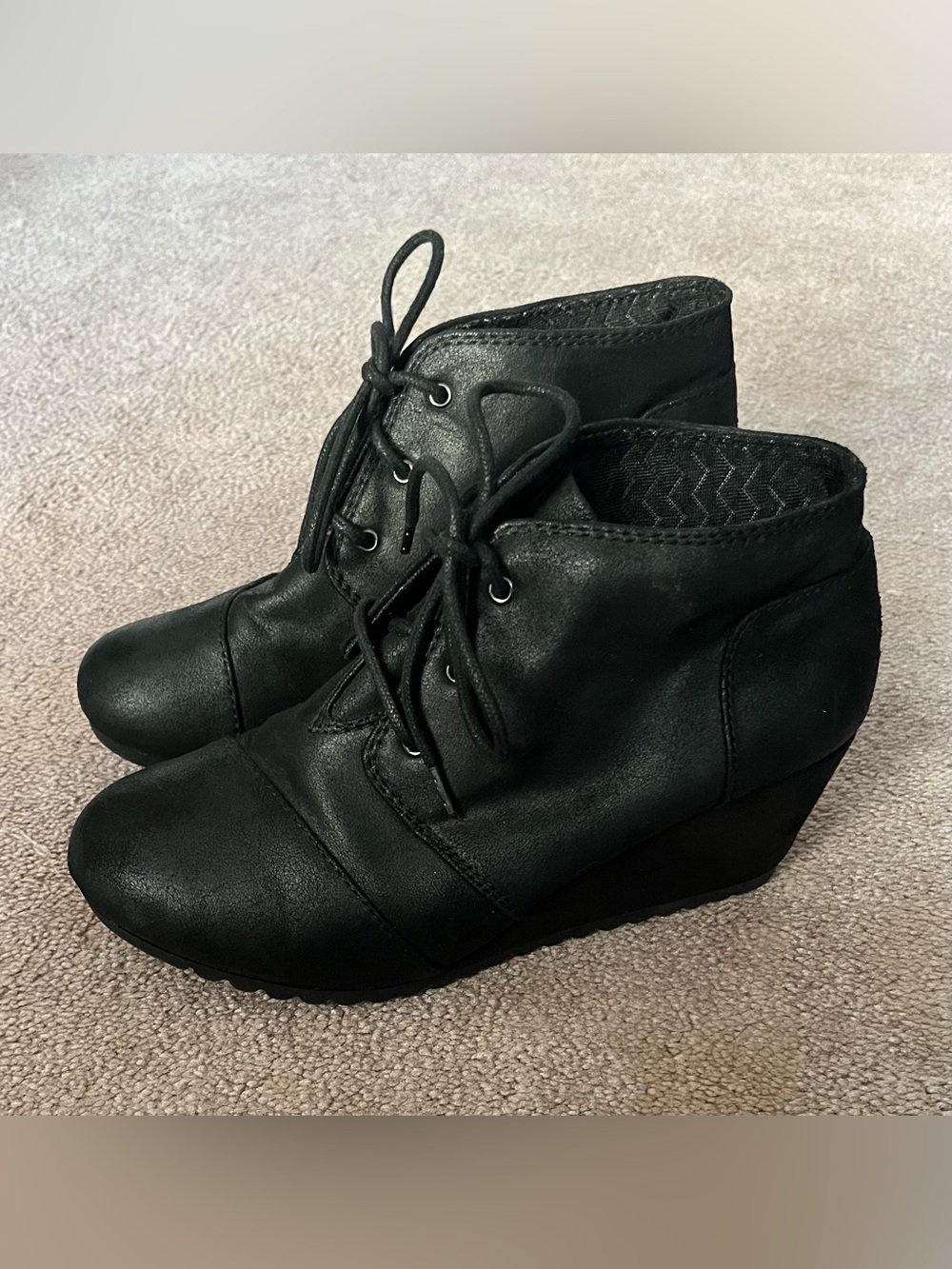 Black Wedge Ankle Bootie with Lace-Up Front - BOB’S Skechers - Size 8